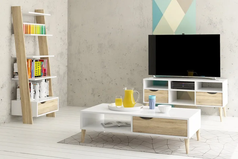 Delta Steghylla 55 cm - Vit/Ek - Förvaring - Hylla - Steghylla & trapphylla