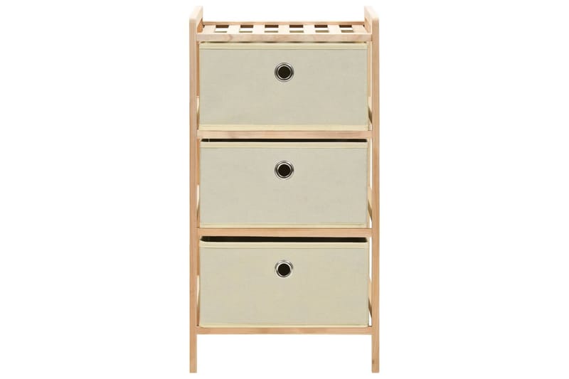 Förvaringshylla med 3 tygkorgar cedarträ beige - Beige - Förvaring - Hylla - Steghylla & trapphylla