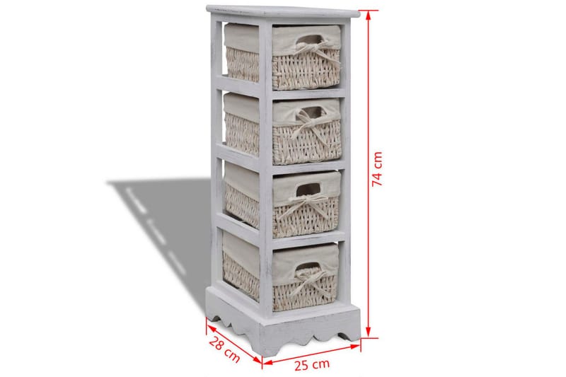 Förvaringshylla med 4 korgar trä vit - Vit - Steghylla & trapphylla