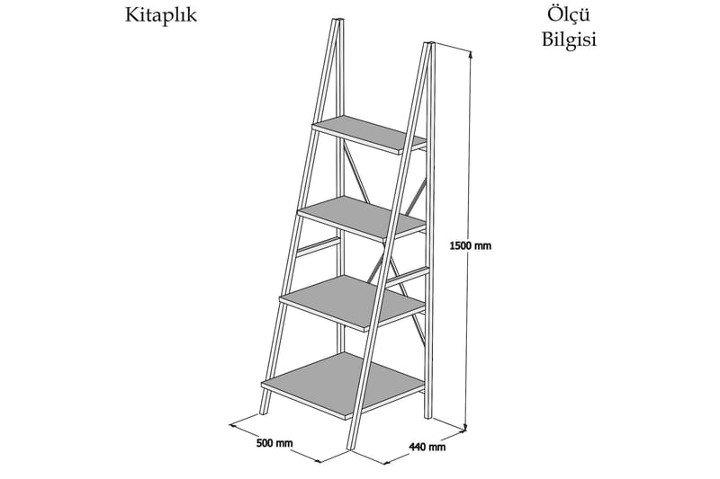 Puqa Design Bokhylla - Valnöt/Svart - Steghylla & trapphylla