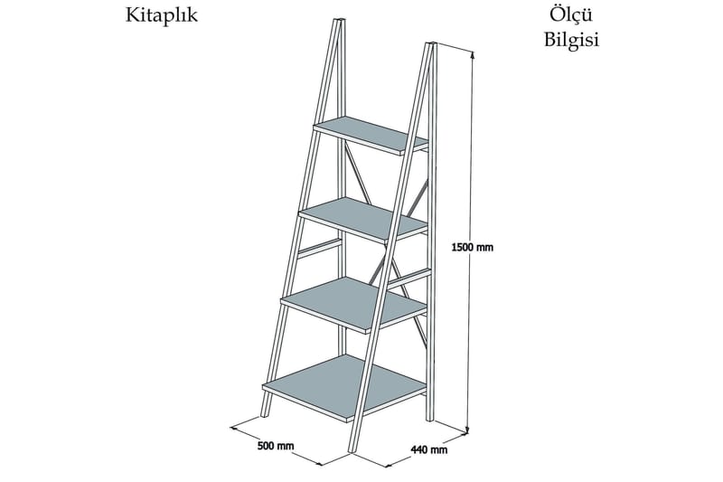 Puqa Design Bokhylla - Vit/Svart - Steghylla & trapphylla