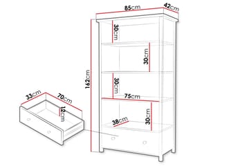Storys Bokhylla 85 cm i Ek - Vit - Förvaring - Hylla - Bokhylla