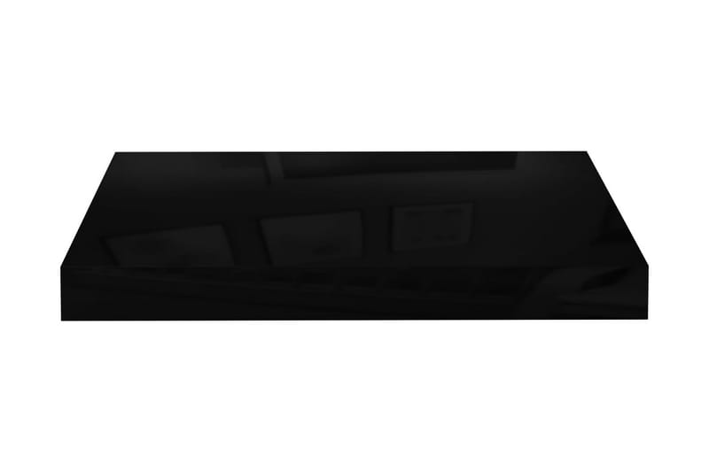 Svävande vägghylla svart högglans 40x23x3,8 cm MDF - Svart - Vägghylla