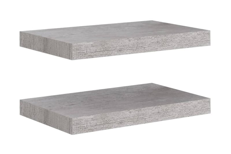 Svävande vägghyllor 2 st betonggrå 40x23x3,8 cm MDF - Betonggrå - Vägghylla