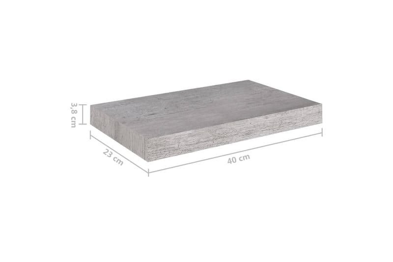 Svävande vägghyllor 2 st betonggrå 40x23x3,8 cm MDF - Betonggrå - Vägghylla