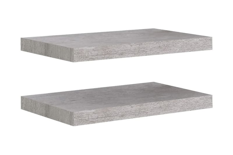 Svävande vägghyllor 2 st betonggrå 50x23x3,8 cm MDF - Betonggrå - Vägghylla