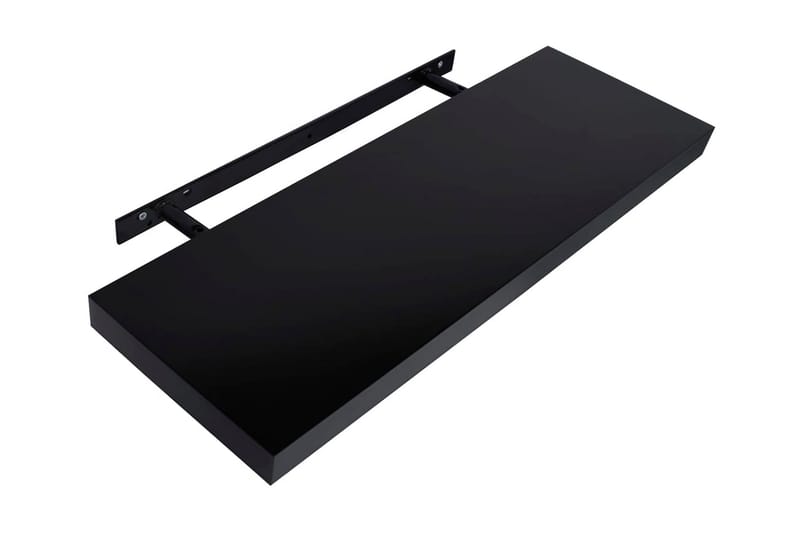 Svävande vägghyllor 2 st svart 80x20x3,8 cm - Svart - Vägghylla