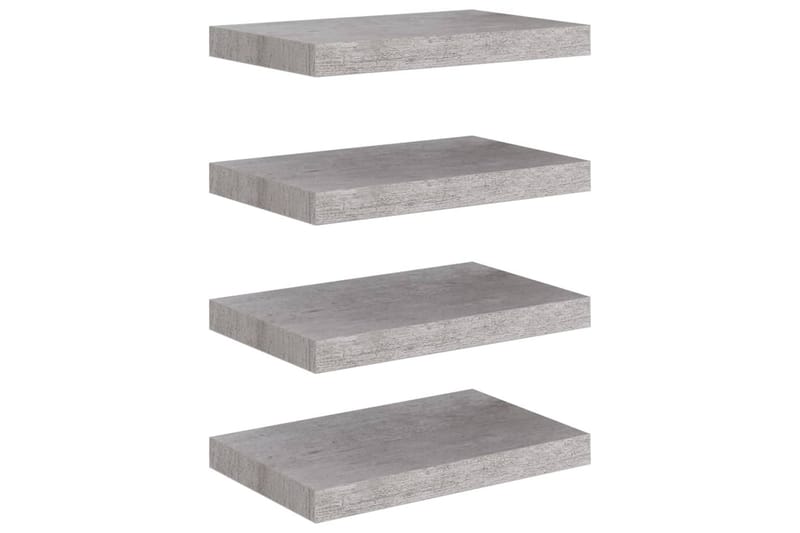 Svävande vägghyllor 4 st betonggrå 40x23x3,8 cm MDF - Betonggrå - Förvaring - Hylla - Vägghylla