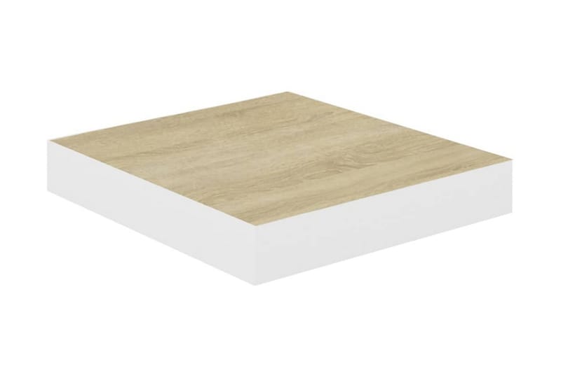 Svävande vägghyllor 4 st ek och vit 23x23,5x3,8 cm MDF - Vit/Trä - Förvaring - Hylla - Vägghylla