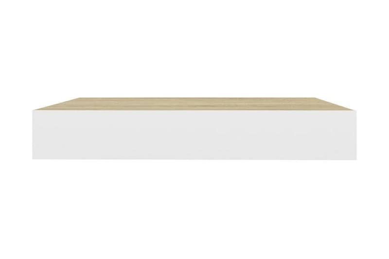 Svävande vägghyllor 4 st ek och vit 23x23,5x3,8 cm MDF - Vit/Trä - Förvaring - Hylla - Vägghylla
