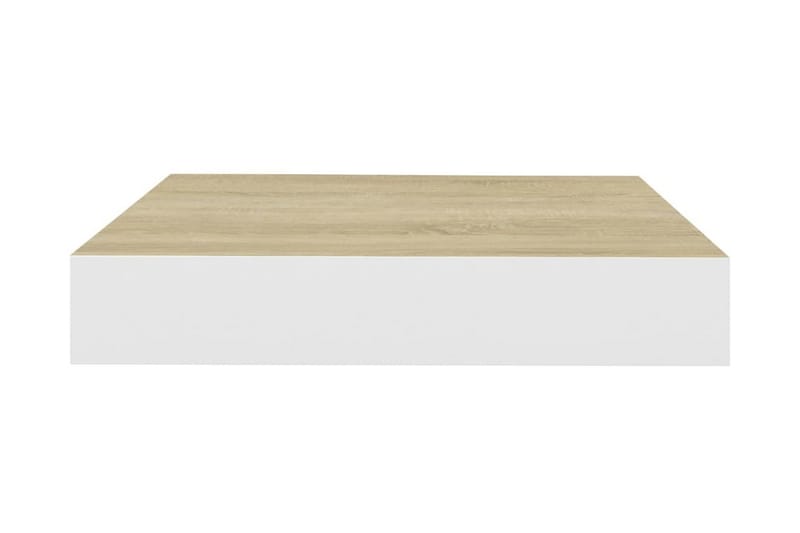 Svävande vägghyllor 4 st ek och vit 23x23,5x3,8 cm MDF - Vit/Trä - Förvaring - Hylla - Vägghylla