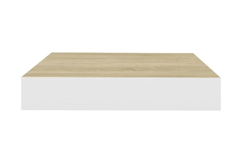 Svävande vägghyllor 4 st ek och vit 23x23,5x3,8 cm MDF - Vit/Trä - Vägghylla