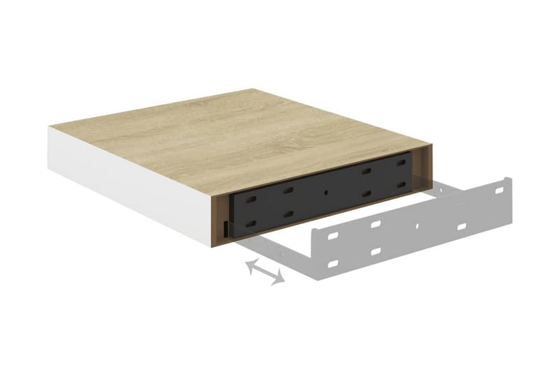 Svävande vägghyllor 4 st ek och vit 23x23,5x3,8 cm MDF - Vit/Trä - Förvaring - Hylla - Vägghylla