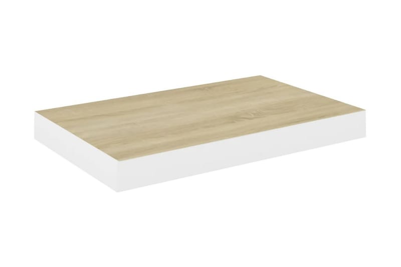 Svävande vägghyllor 4 st ek och vit 40x23x3,8 cm MDF - Vit/Trä - Vägghylla