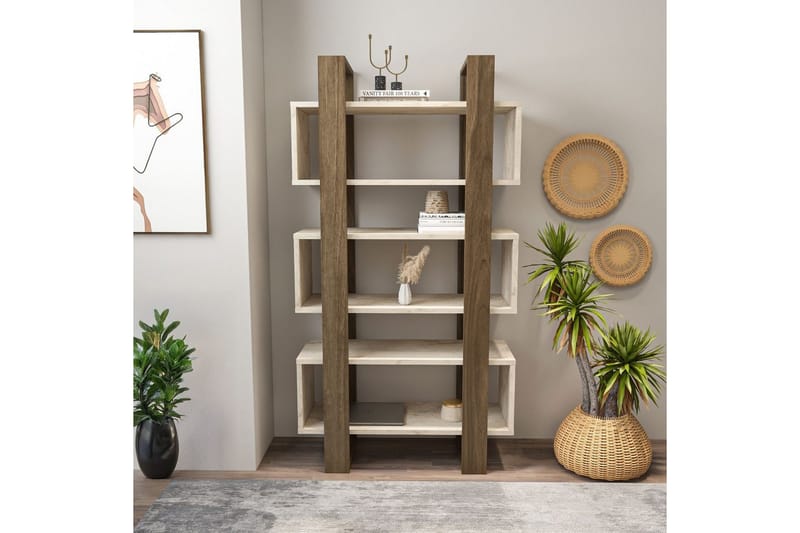 Thyric Bokhylla 80 cm - Valnöt/Travertine - Förvaring - Hylla - Bokhylla