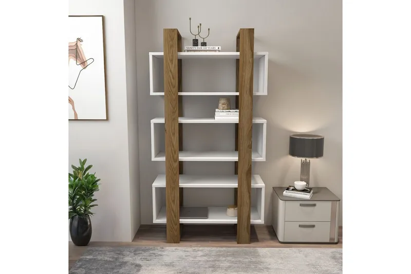 Thyric Bokhylla 80 cm - Valnöt/Vit - Förvaring - Hylla - Bokhylla
