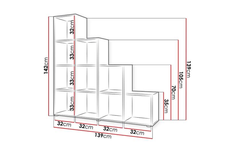 Triorana Bokhylla 139 cm - Beige - Förvaring - Hylla - Bokhylla