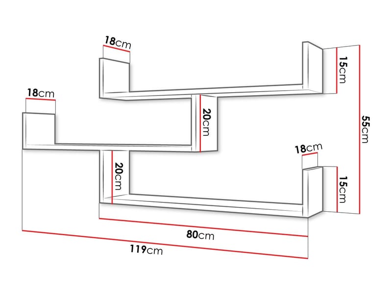 Triorana Vägghylla 119 cm - beige - Förvaring - Hylla - Vägghylla