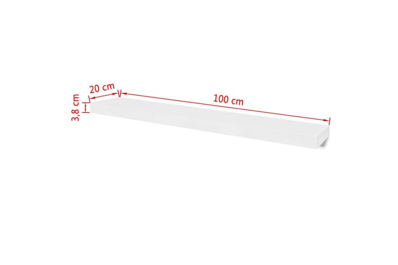 2 Flytande vägghyllor i MDF 100x20x3,8 cm vit - Vit - Förvaring - Hylla - Vägghylla