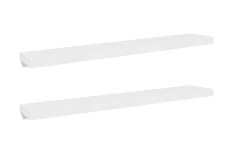 2 Flytande vägghyllor i MDF 120x20x3,8 cm vit - Vit - Vägghylla