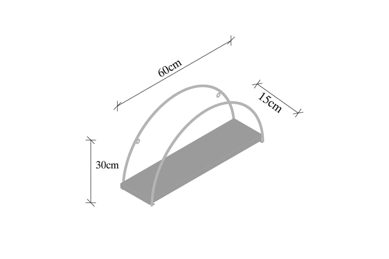 Achene Vägghylla 60x15 cm Hylla - Svart/Mörkbrun - Vägghylla