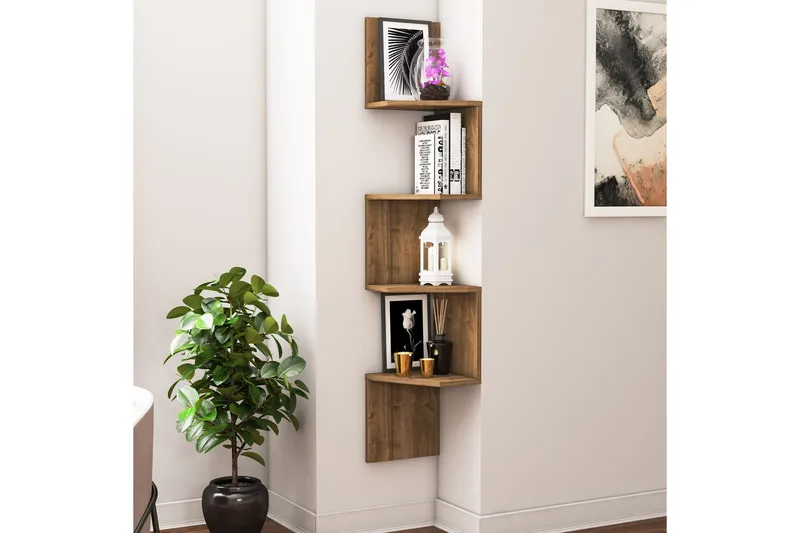 Achnas Vägghylla 30x30 cm 4 Hyllor - Mörkbrun - Förvaring - Hylla - Vägghylla