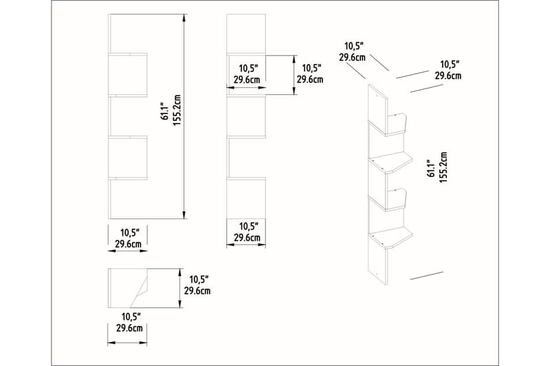 Achnas Vägghylla 30x30 cm 4 Hyllor - Mörkbrun - Förvaring - Hylla - Vägghylla