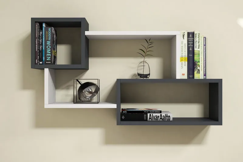 Afronda Vägghylla - Vit/Mörkgrå - Förvaring - Hylla - Vägghylla