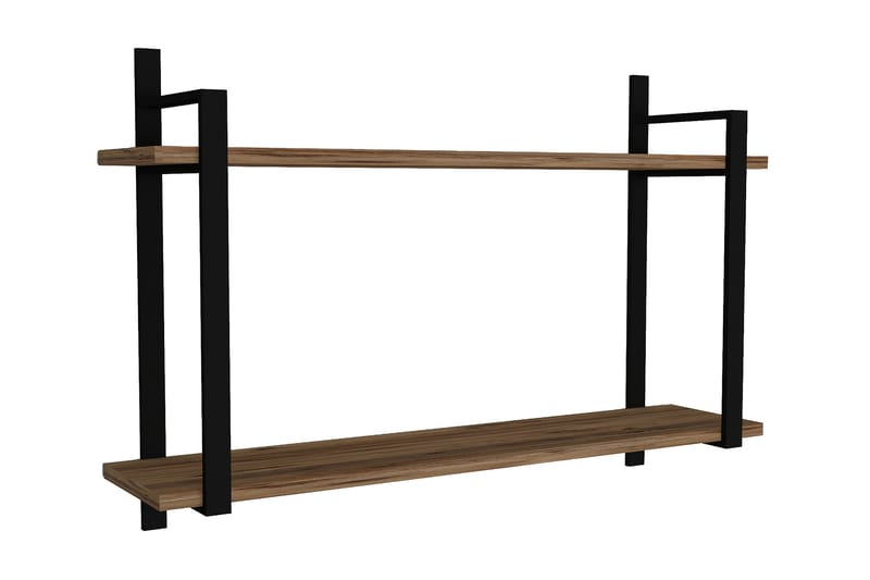 Aguien Vägghylla 90x22 cm 2 Hyllor - Mörkbrun - Förvaring - Hylla - Vägghylla