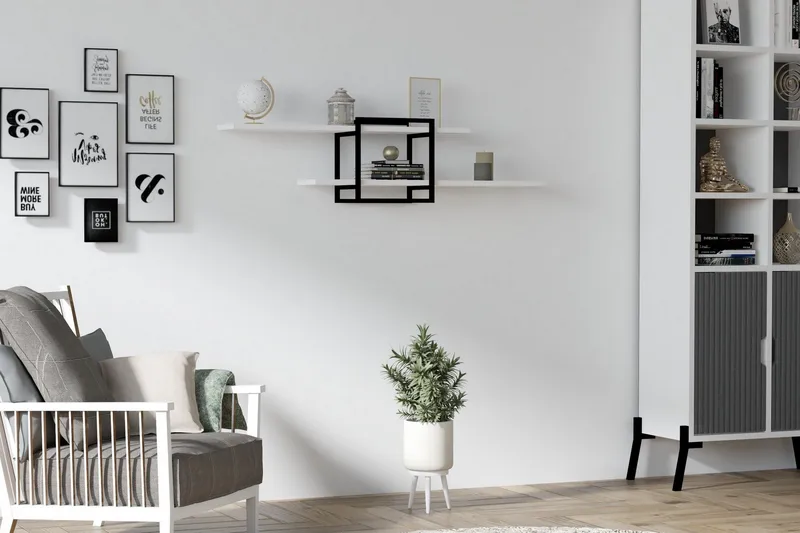 Andifli Vägghylla 120x30 cm - Vit - Förvaring - Hylla - Vägghylla