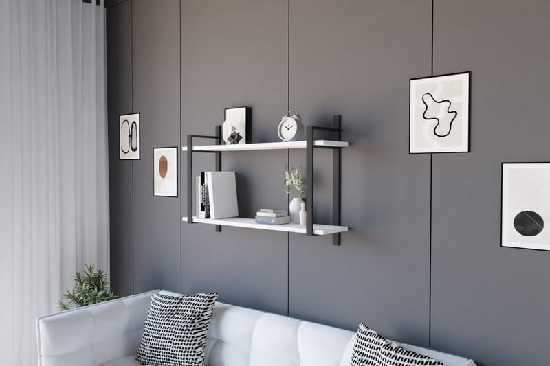 Andifli Vägghylla 90x60 cm - Vit - Förvaring - Hylla - Vägghylla