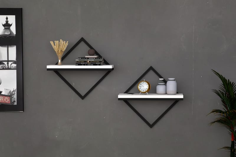 Bourmana Vägghylla 43x15 cm 2 Hyllor - Vit - Förvaring - Hylla - Vägghylla
