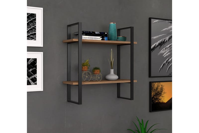 Budanello Vägghylla 70x22 cm 2 Hyllor - Brun - Förvaring - Hylla - Vägghylla