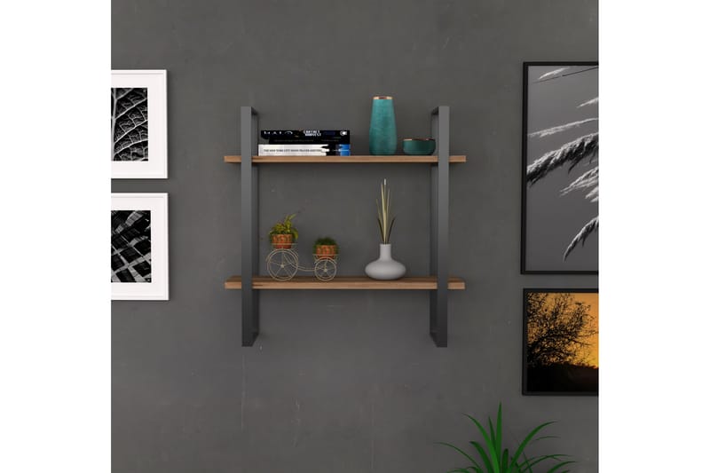 Budanello Vägghylla 70x22 cm 2 Hyllor - Brun - Förvaring - Hylla - Vägghylla