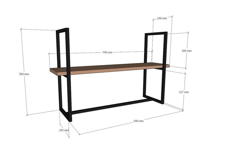 Cadage Vägghylla 69x19 cm 2 Hyllor - Brun - Förvaring - Hylla - Vägghylla