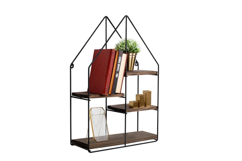 Catesbaei Vägghylla 60x15 cm 4 Hyllor - Svart/Mörkbrun - Förvaring - Hylla - Vägghylla