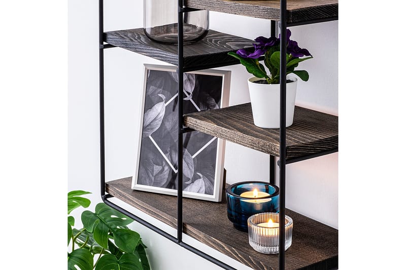 Catesbaei Vägghylla 60x15 cm 4 Hyllor - Svart/Mörkbrun - Förvaring - Hylla - Vägghylla