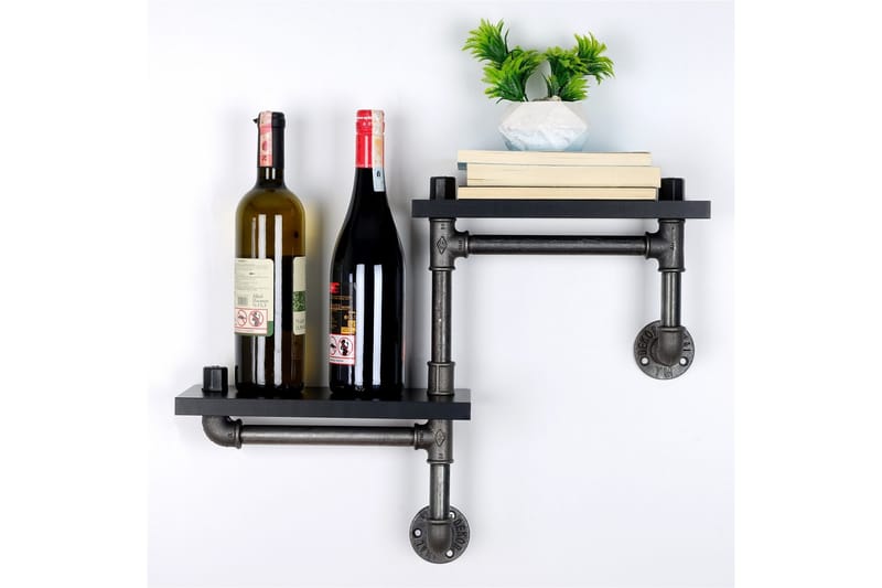 Chandina Vägghylla 56x13 cm 2 Hyllor - Svart - Förvaring - Hylla - Vägghylla