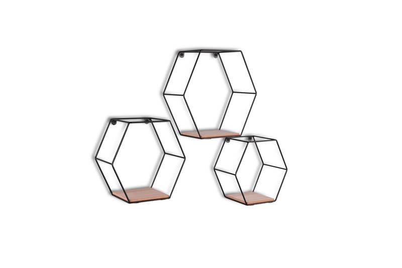 Chiara Vägghylla 3-Pack Svart/Trä - Svart/Trä - Förvaring - Hylla - Vägghylla