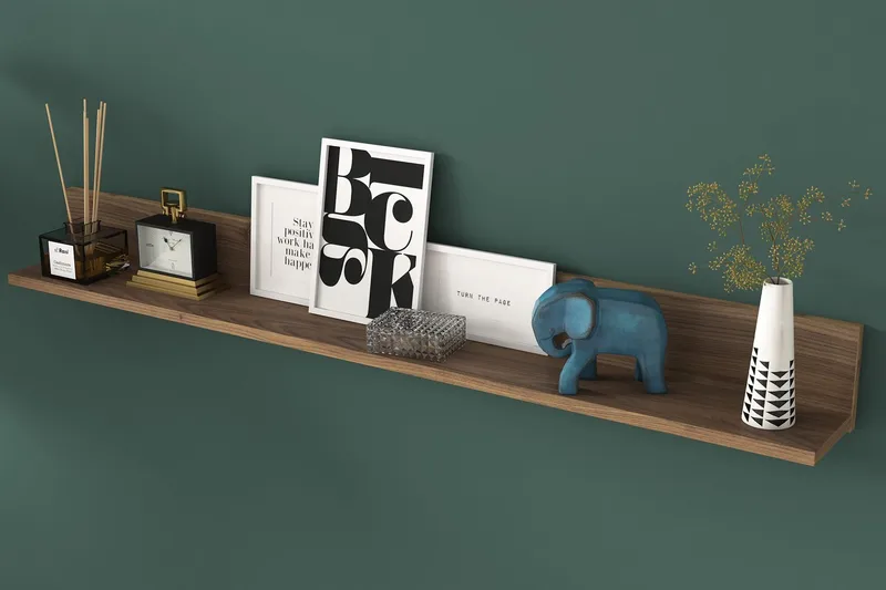 Coliandien Vägghylla 13x136 cm - Valnöt - Förvaring - Hylla - Vägghylla