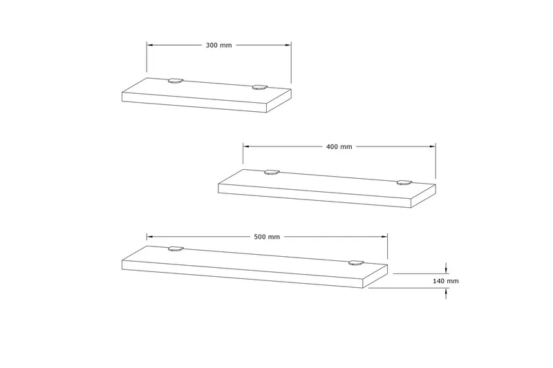 Cordin Vägghylla 2x30 cm 3-pack - Vit - Förvaring - Hylla - Vägghylla