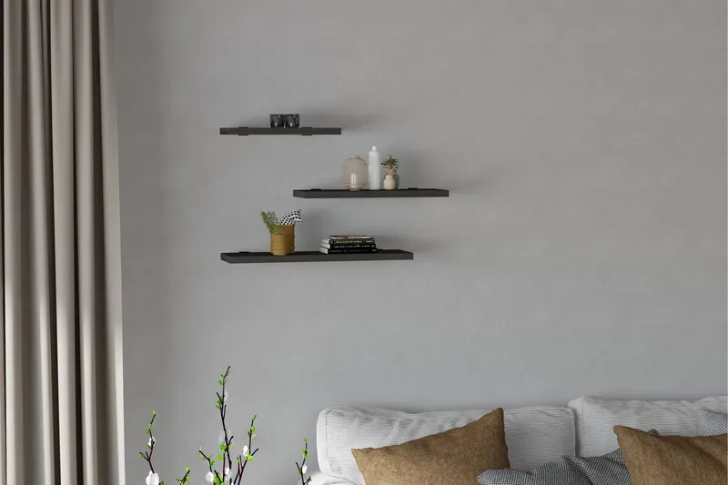 Cordin Vägghylla 2x30 cm 3-pack - Antracit - Förvaring - Hylla - Vägghylla