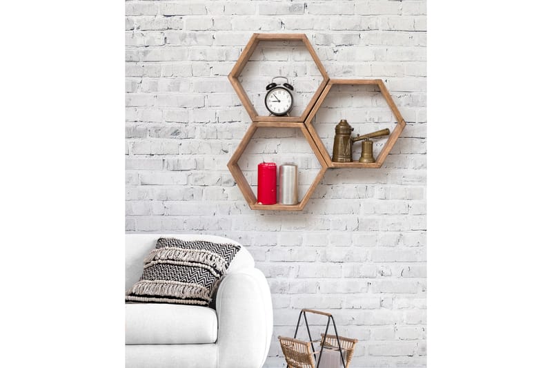 Croxall Vägghylla 58x9 cm 3 Hyllor - Mörkbrun - Förvaring - Hylla - Vägghylla