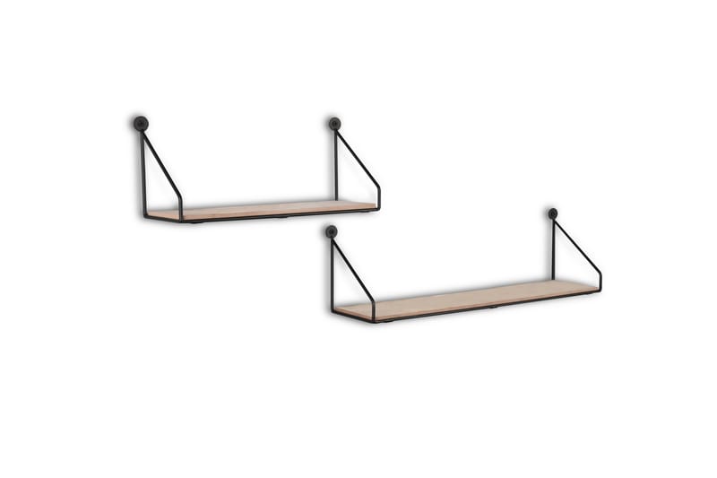 Dana Vägghylla 2-Pack Svart/Trä - Svart/Trä - Förvaring - Hylla - Vägghylla