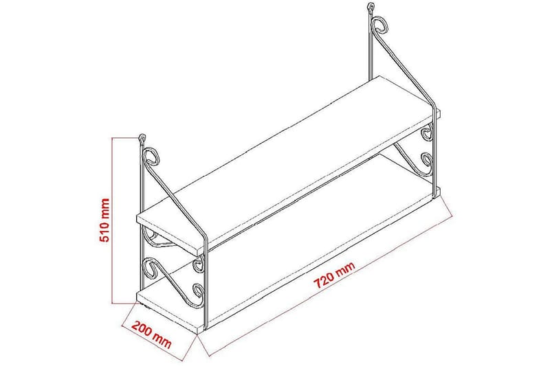 Decormet Vägghylla 2 Hyllor - Mörkbrun - Förvaring - Hylla - Vägghylla