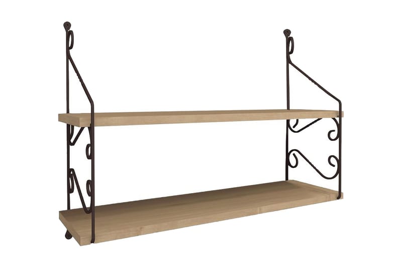 Decormet Vägghylla 2 Hyllor - Mörkbrun - Förvaring - Hylla - Vägghylla