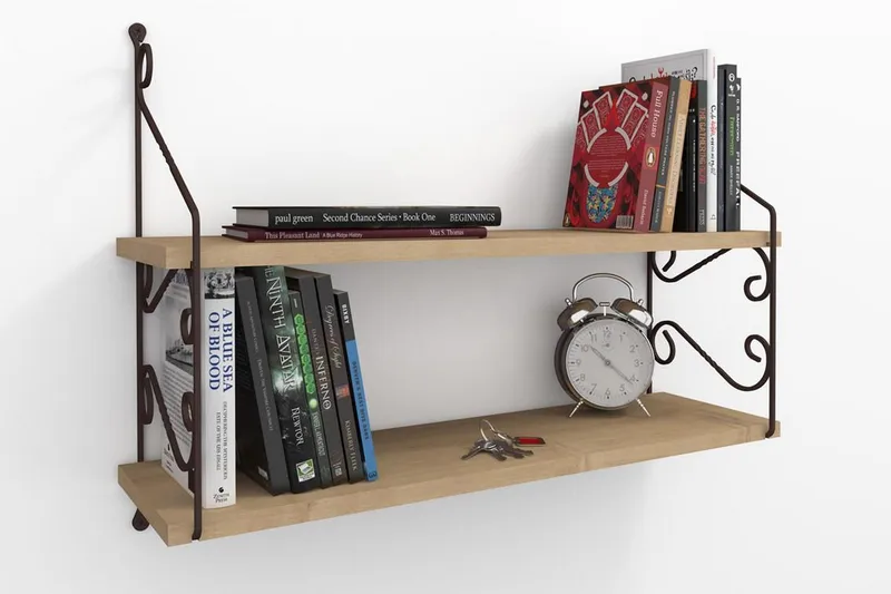 Decormet Vägghylla 2 Hyllor - Mörkbrun - Förvaring - Hylla - Vägghylla