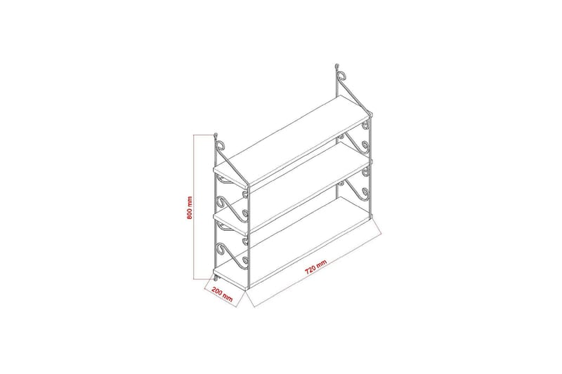 Decormet Vägghylla 3 Hyllor - Brun - Förvaring - Hylla - Vägghylla