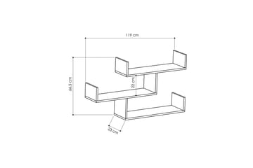 Decorta Vägghylla i Trä - Vit - Förvaring - Hylla - Vägghylla