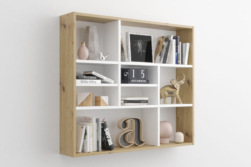 Delphie Vägghylla 90 cm, Brun/Vit